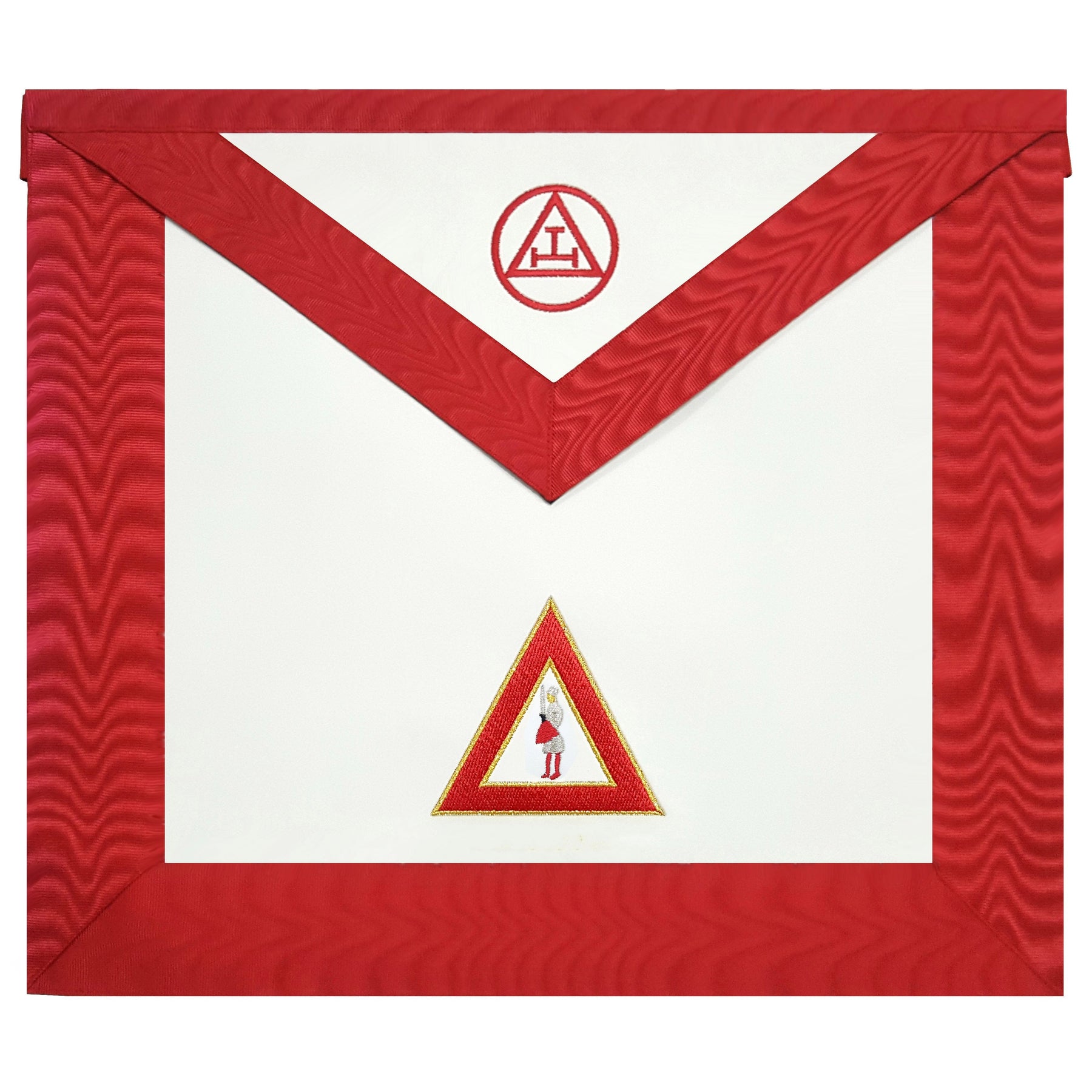 Captain of Host Royal Arch Chapter Apron - Red Machine Embroidery - Bricks Masons