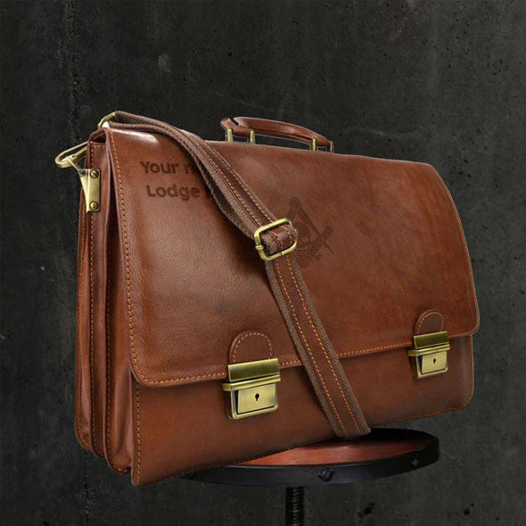 Widows Sons Briefcase - Genuine Brown Leather - Bricks Masons
