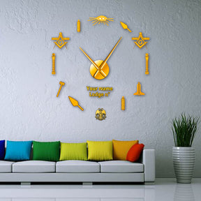 32nd Degree Scottish Rite Clock - Wings Down Frameless Design - Bricks Masons