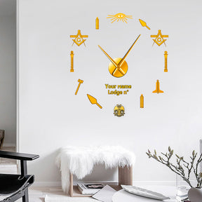 32nd Degree Scottish Rite Clock - Wings Down Frameless Design - Bricks Masons