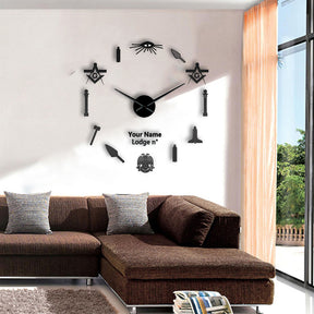 32nd Degree Scottish Rite Clock - Wings Down Frameless Design - Bricks Masons