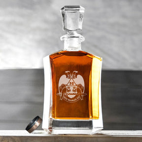 32nd Degree Scottish Rite Decanter - Wings Down 23 oz. Whiskey Glass - Bricks Masons