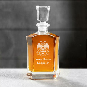 32nd Degree Scottish Rite Decanter - Wings Down 23 oz. Whiskey Glass - Bricks Masons