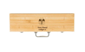 32nd Degree Scottish Rite Grill Tool - Wings Down BBQ Set & Bamboo Case - Bricks Masons