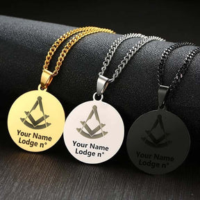 Past Master Blue Lodge Necklace - Various Stainless Steel Colors - Bricks Masons
