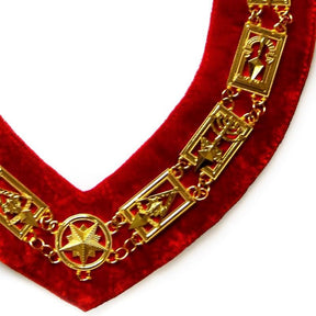 Council Chain Collar - Gold Plated on Red Velvet - Bricks Masons