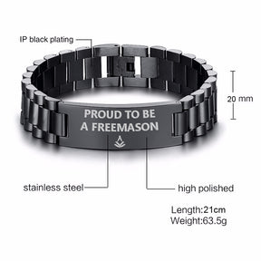 Past Master Blue Lodge Bracelet - Stainless Steel - Bricks Masons