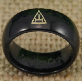 Royal Arch Chapter Ring - Black Dome Tungsten - Bricks Masons