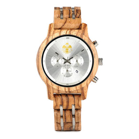 33rd Degree Scottish Rite Wristwatch - Wings Down Various Wood Colors - Bricks Masons