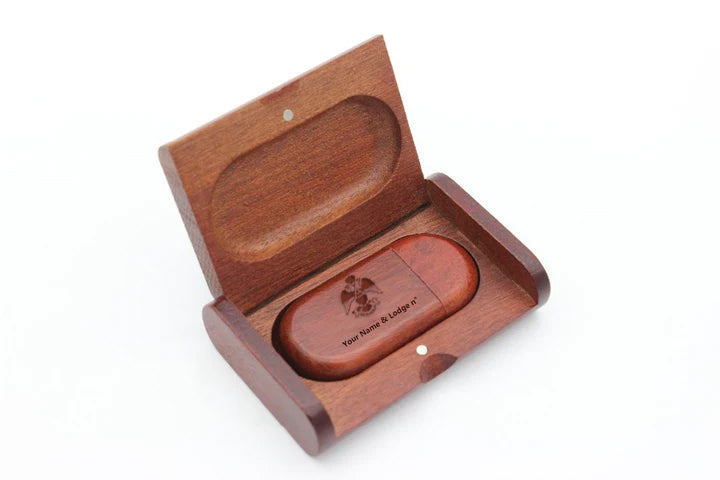 33rd Degree Scottish Rite USB Flash Drives - Wings Down Various Wood Colors - Bricks Masons