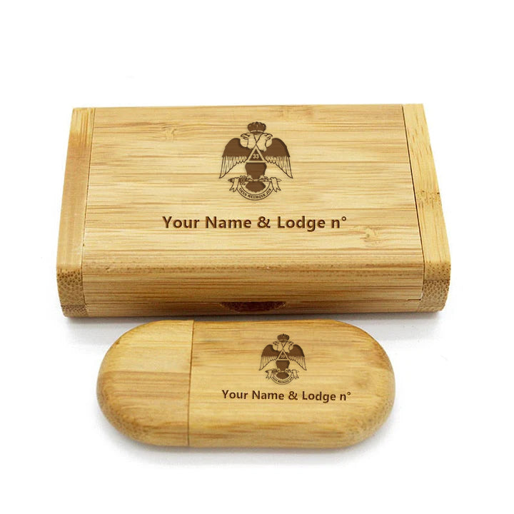 33rd Degree Scottish Rite USB Flash Drives - Wings Down Various Wood Colors - Bricks Masons