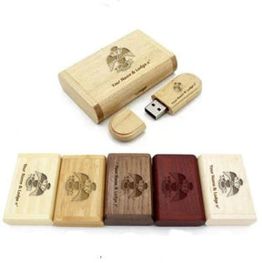 33rd Degree Scottish Rite USB Flash Drives - Wings Down Various Wood Colors - Bricks Masons