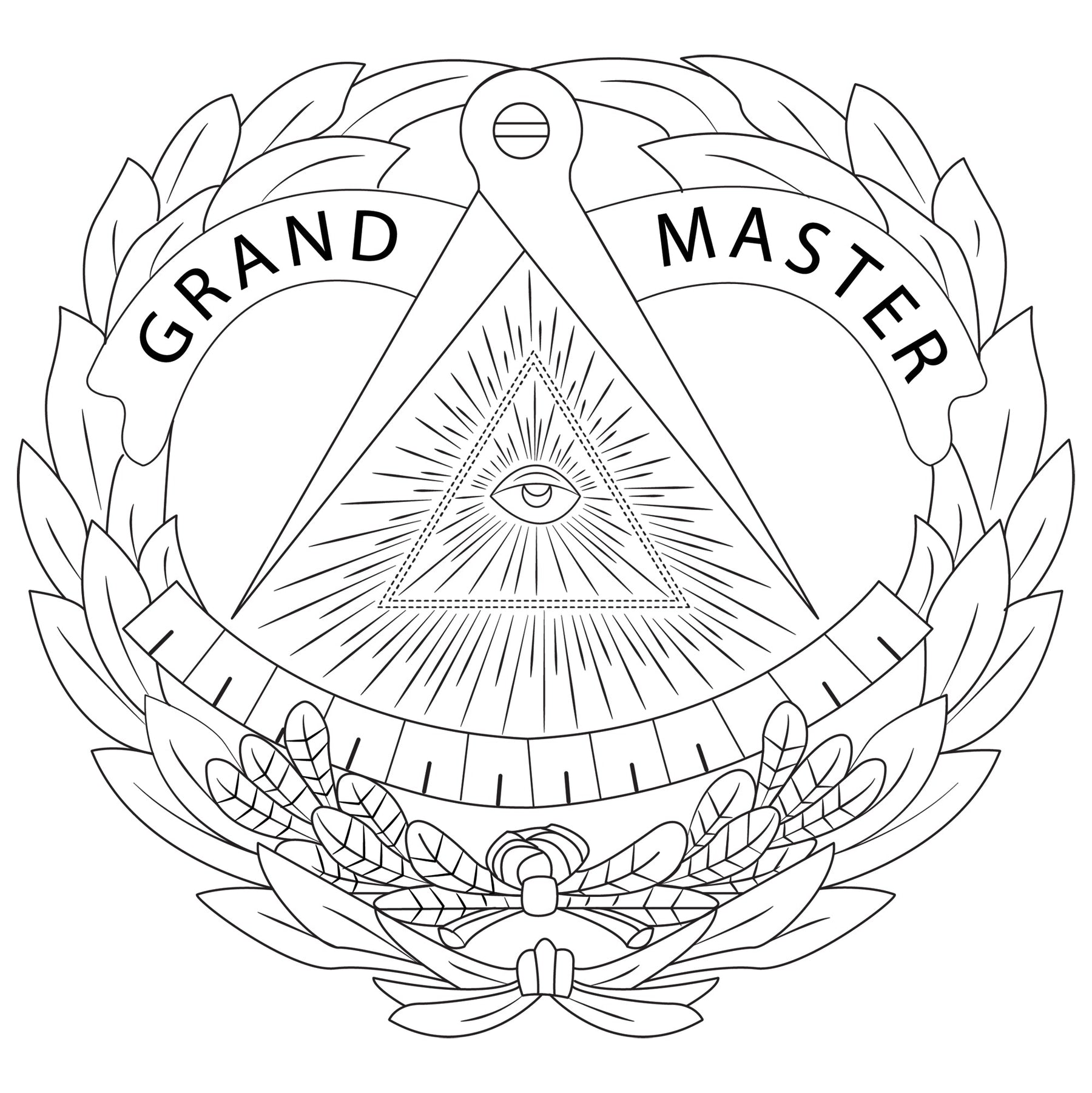 Grand Master Blue Lodge Ring - Black Tungsten Carbide - Bricks Masons