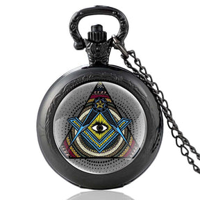 Master Mason Blue Lodge Pocket Watch - Free and Accepted Masons Quartz - Bricks Masons