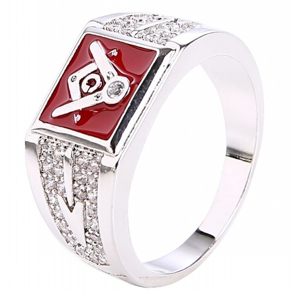 Master Mason Blue Lodge Ring - Square & Compass G Stainless Steel (Black/blue/red) - Bricks Masons