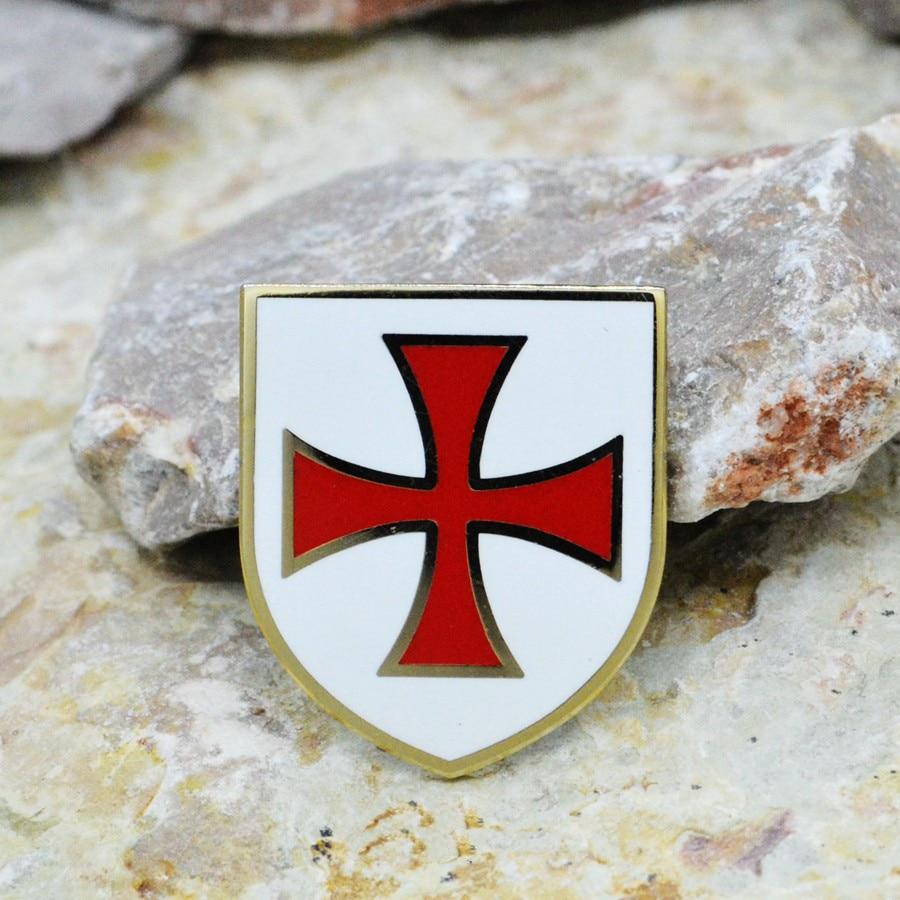 Knights Templar Commandery Lapel Pin - Red Cross White Shield - Bricks Masons