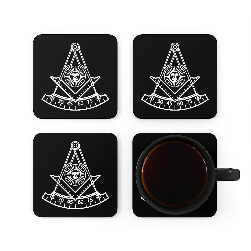 Past Master Blue Lodge California Regulation Coaster - Black & White - Bricks Masons