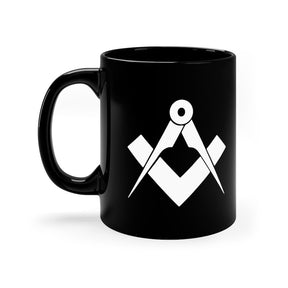 Master Mason Blue Lodge Mug - 11oz Black Square & Compass - Bricks Masons