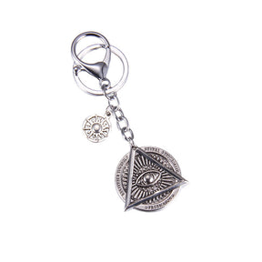 Eye Of Providence Keychain - Silver Alloy Pyramid All-Seeing Eye - Bricks Masons