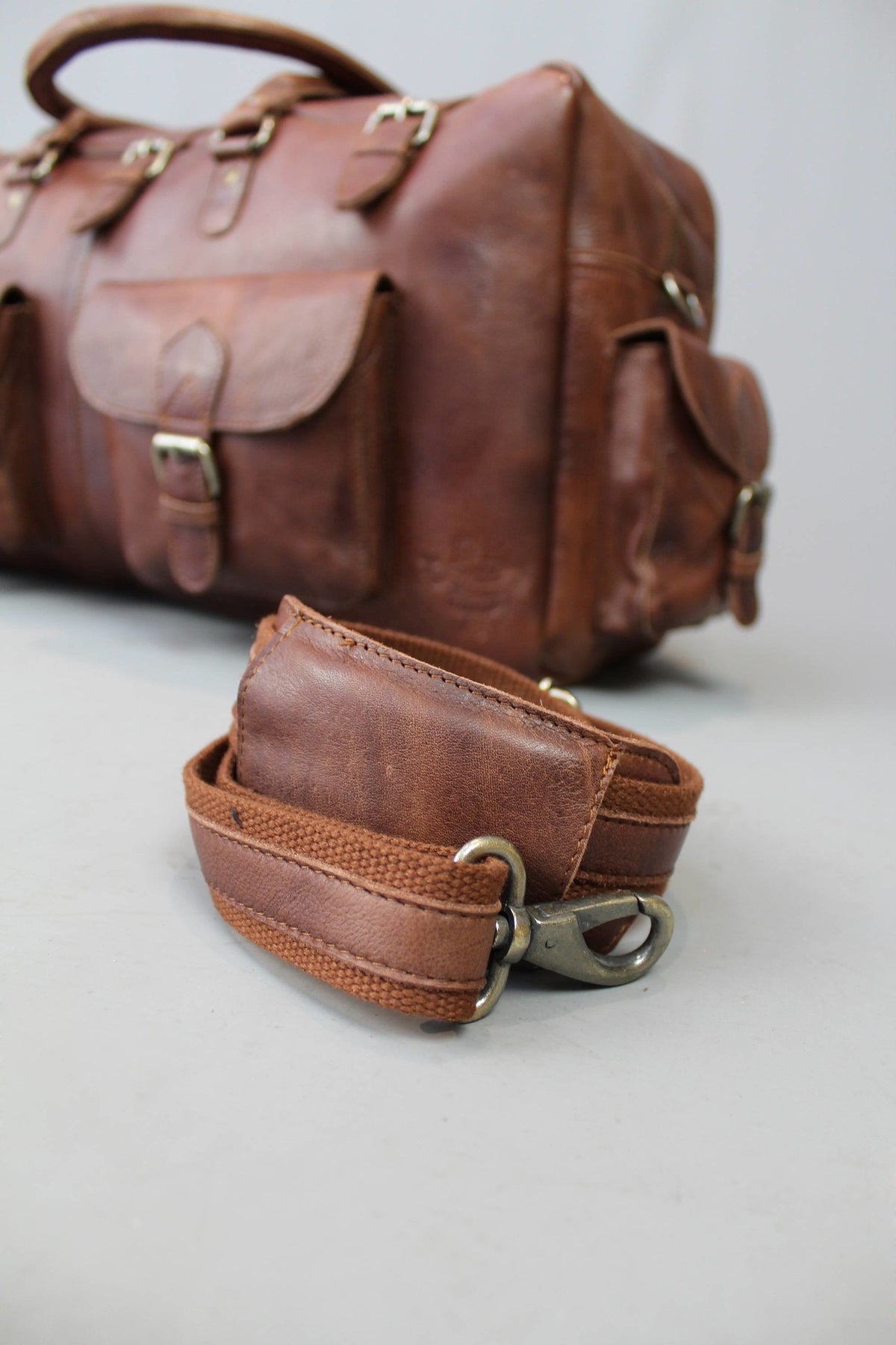 Grand Master Blue Lodge Travel Bag - Conker Brown Leather - Bricks Masons