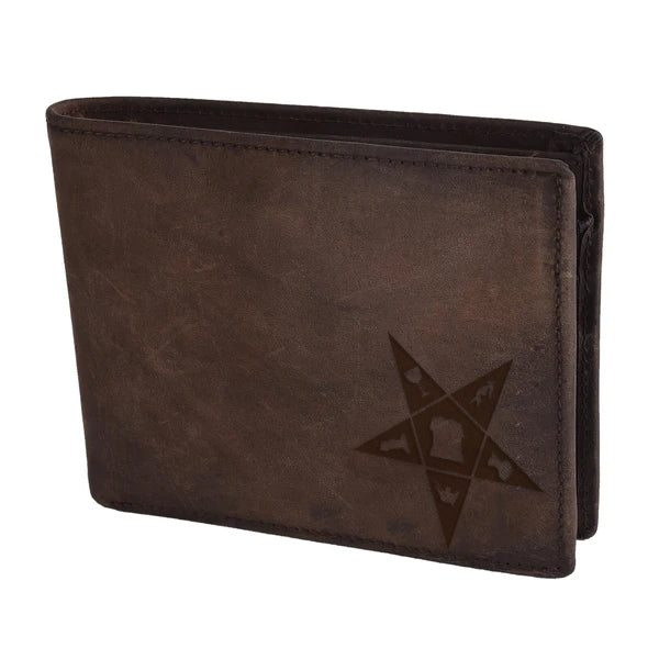 Handmade Leather OES Wallet - Light & Dark Brown - Bricks Masons