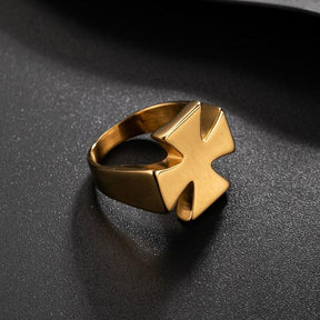 Knights Templar Stainless Steel Polished Signet Rings [Silver, Black, Gold] - Bricks Masons