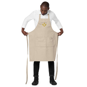 Master Mason Bllue Lodge Kitchen Apron - Fork Square and Compass Embroidery - Bricks Masons
