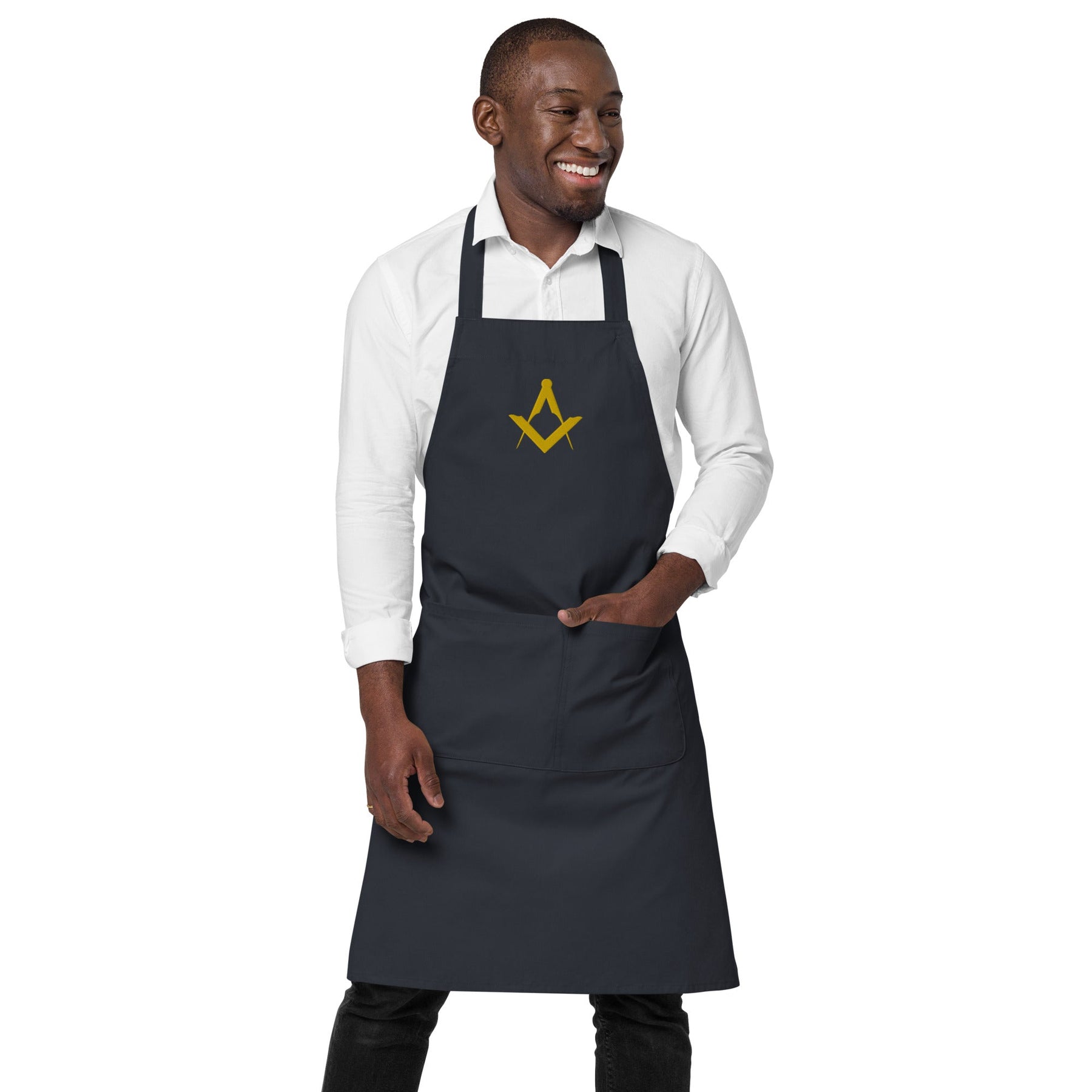 Master Mason Bllue Lodge Kitchen Apron - Square and Compass Embroidery - Bricks Masons
