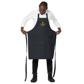 Master Mason Bllue Lodge Kitchen Apron - Square and Compass Embroidery - Bricks Masons
