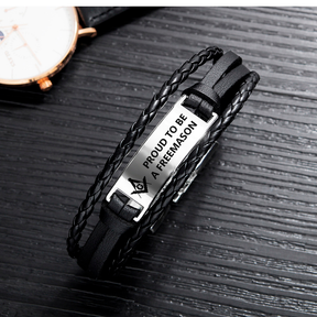 Master Mason Blue Lodge Bracelet - Black & Brown - Bricks Masons