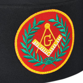 Master Mason Blue Lodge Crown Cap - Black With Red Emblem & Wreath - Bricks Masons