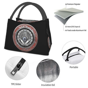 Master Mason Blue Lodge Lunch Bag - 3rd Degree Square and Compass with G Insulated - Bricks Masons