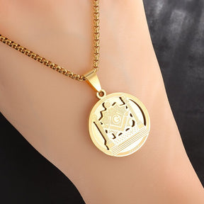 Master Mason Pendant - Stainless Steel With Pillars - Bricks Masons