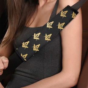 Master Mason Blue Lodge Seatbelt Cover - White & Gold - Bricks Masons