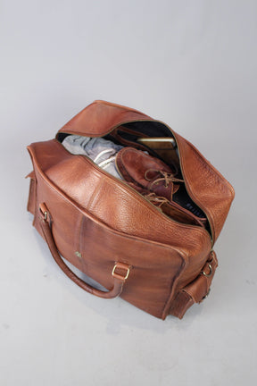 Master Mason Blue Lodge Travel Bag - Genuine Brown Leather - Bricks Masons