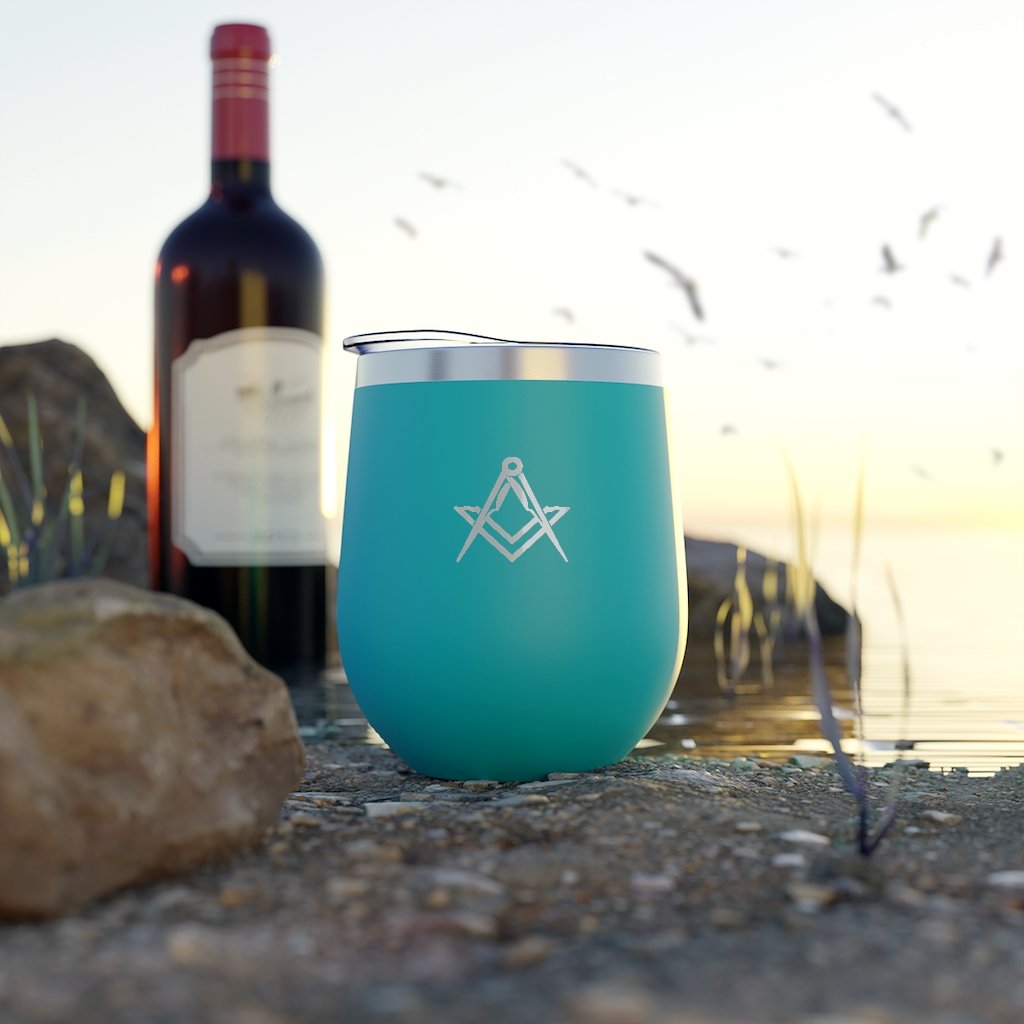 Master Mason Blue Lodge Vacuum Cup - Square & Compass 12oz - Bricks Masons