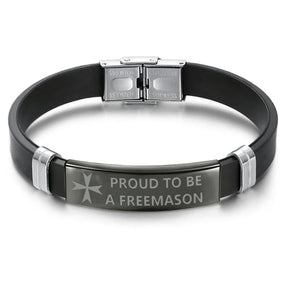 Order Of Malta Commandery Bracelet - Steel & Leather - Bricks Masons