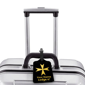 Order Of Malta Commandery Luggage Tag - Black Leather - Bricks Masons