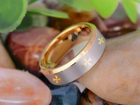 Order of Malta Commandery  Ring - Gold Beveled Tungsten - Bricks Masons