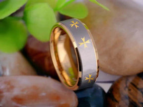 Order of Malta Commandery  Ring - Gold Beveled Tungsten - Bricks Masons