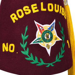 Order of the Amaranth Fez Hat - Silk Embroidery - Bricks Masons