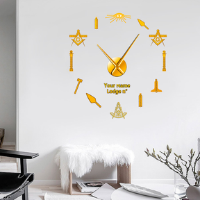 Past Master Blue Lodge California Regulation Clock - Frameless Design - Bricks Masons