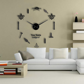 Past Master Blue Lodge California Regulation Clock - Frameless Design - Bricks Masons