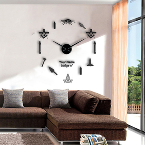 Past Master Blue Lodge California Regulation Clock - Frameless Design - Bricks Masons