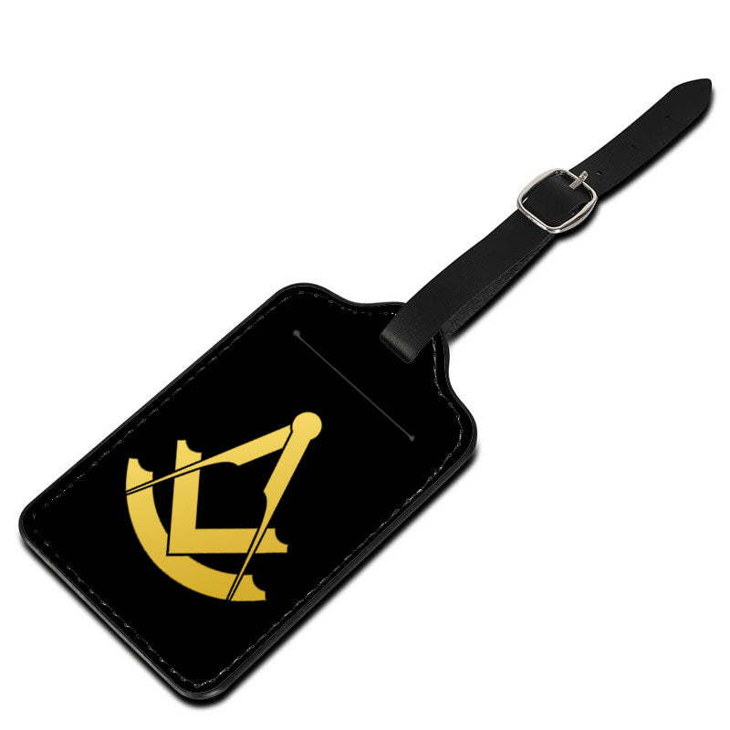 Past Master Blue Lodge Luggage Tag - Black Leather - Bricks Masons