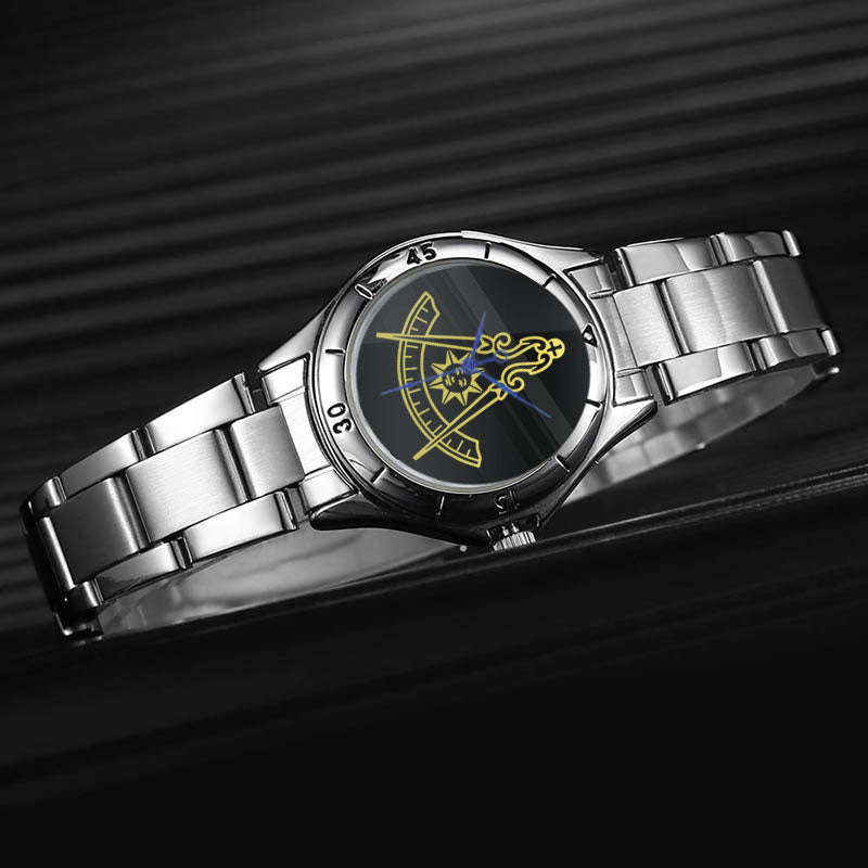Past Master Blue Lodge California Regulation Wristwatch - Stainless Steel - Bricks Masons