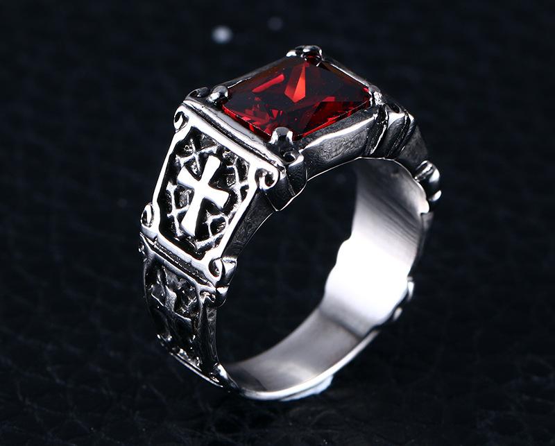 Knights Templar Commandery Ring - Red & Black - Bricks Masons