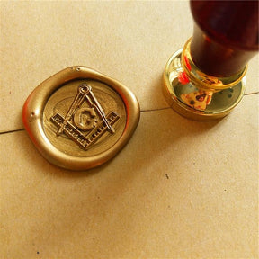 Square Compass G Wax Seal Stamp - Bricks Masons