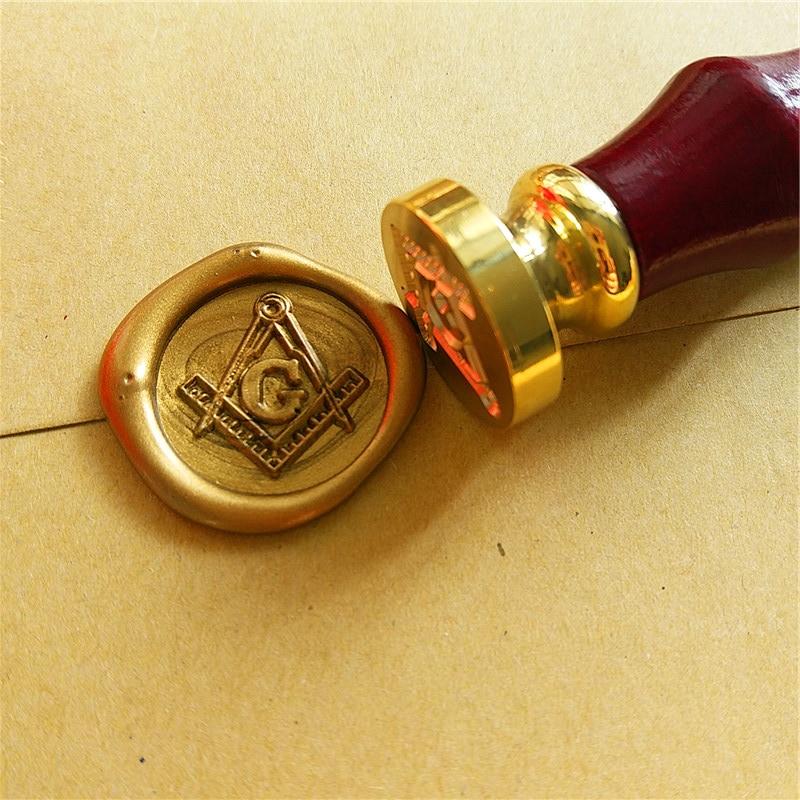 Square Compass G Wax Seal Stamp - Bricks Masons