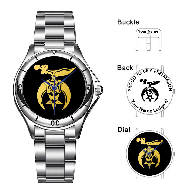 Shriners Wristwatch - Stainless Steel - Bricks Masons